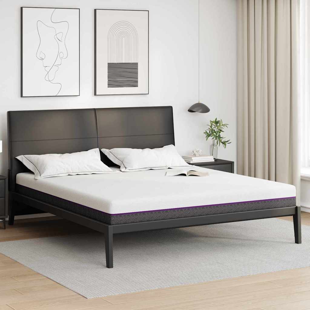 vidaXL Matelas Blanc et Gris 200 x 200 cm Mousse à Mémoire