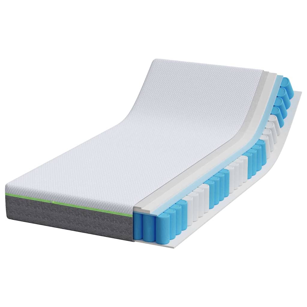 vidaXL Matelas Blanc et Gris 120 x 200 cm Ressort ensaché - Image 3