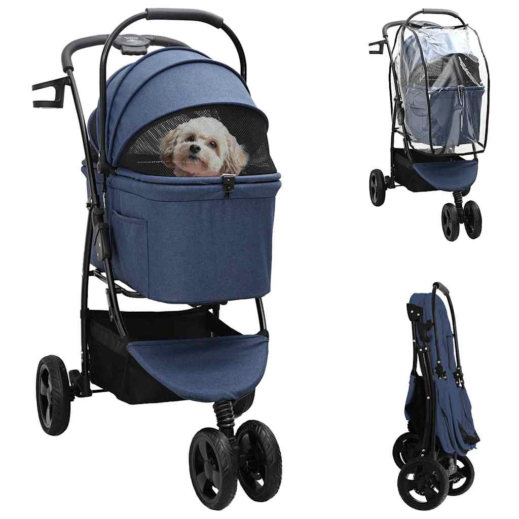 vidaXL Poussette Pliante pour Animaux Réglable Bleu 78 x 54 x 101 cm