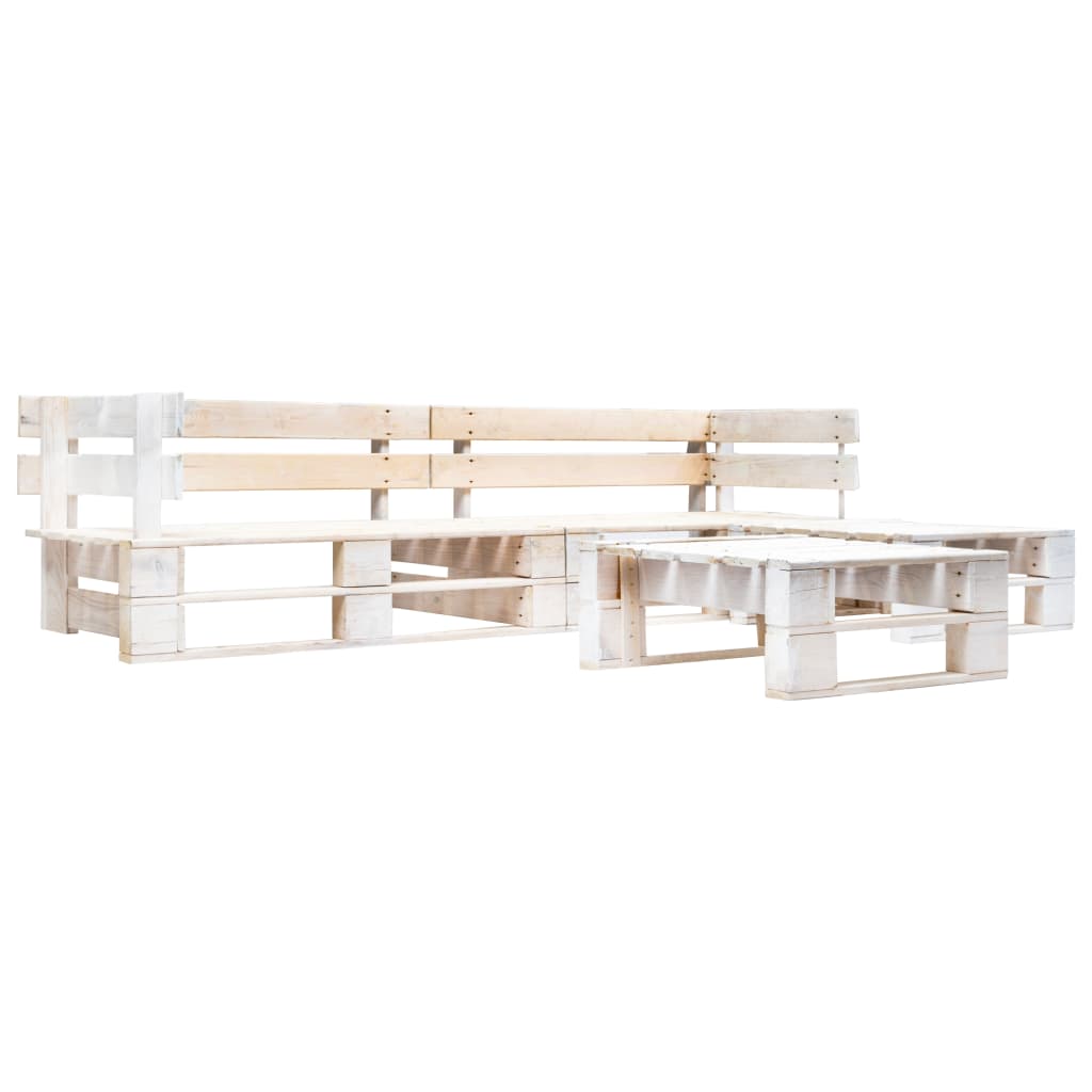 vidaXL Salon de jardin palette 4 pcs Bois Blanc