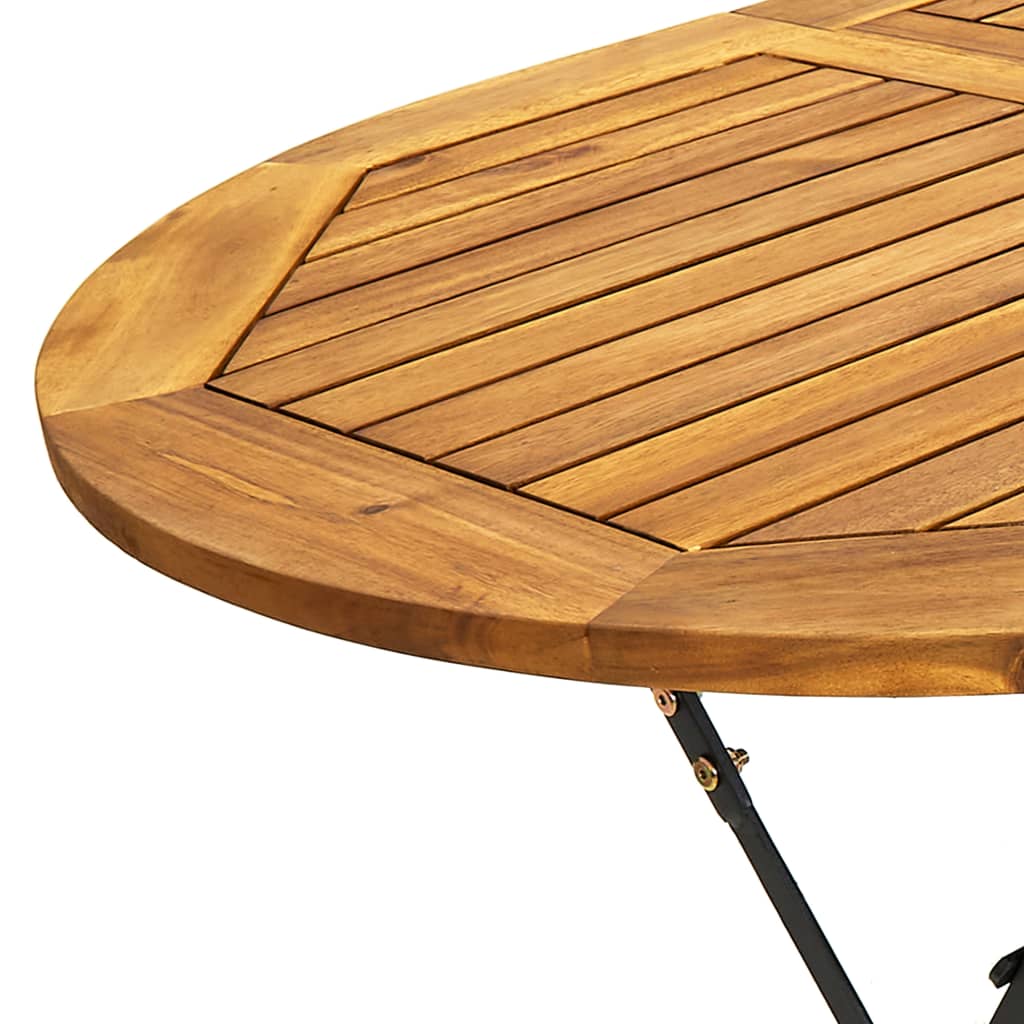 vidaXL Table de jardin 160x85x74 cm Bois d'acacia massif Ovale - Image 5