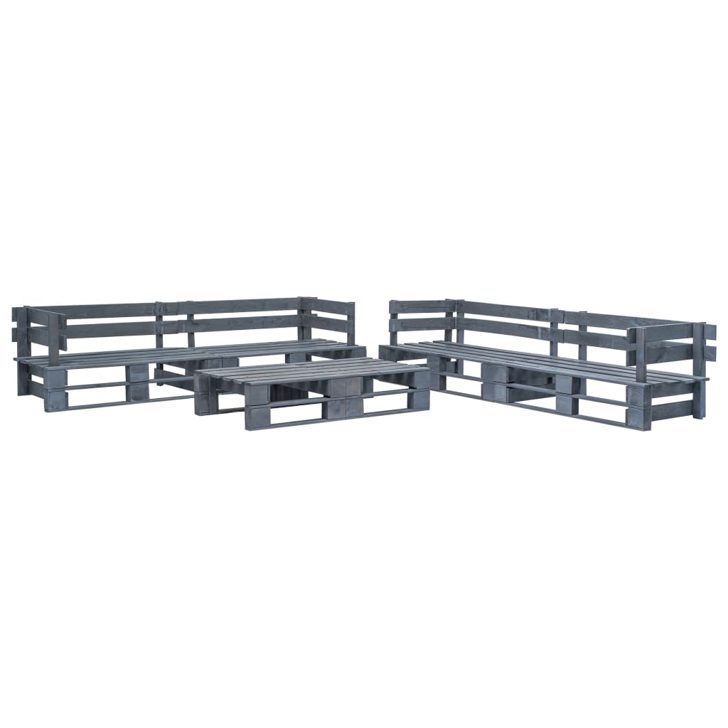vidaXL Salon de jardin palette 6 pcs Bois Gris