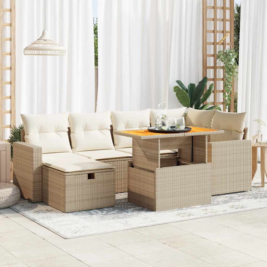 vidaXL Salon de jardin avec coussins 8 pcs beige résine tressée acacia