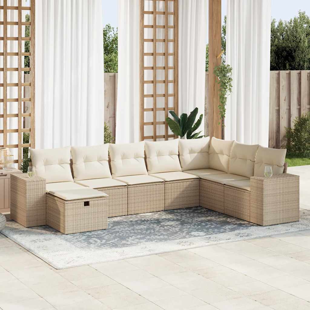 vidaXL Salon de jardin avec coussins 8 pcs beige résine tressée