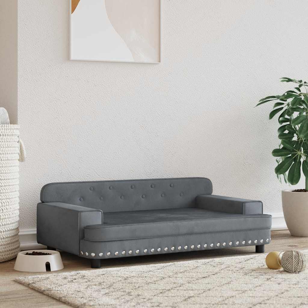vidaXL Lit pour chien gris foncé 90x53x30 cm velours