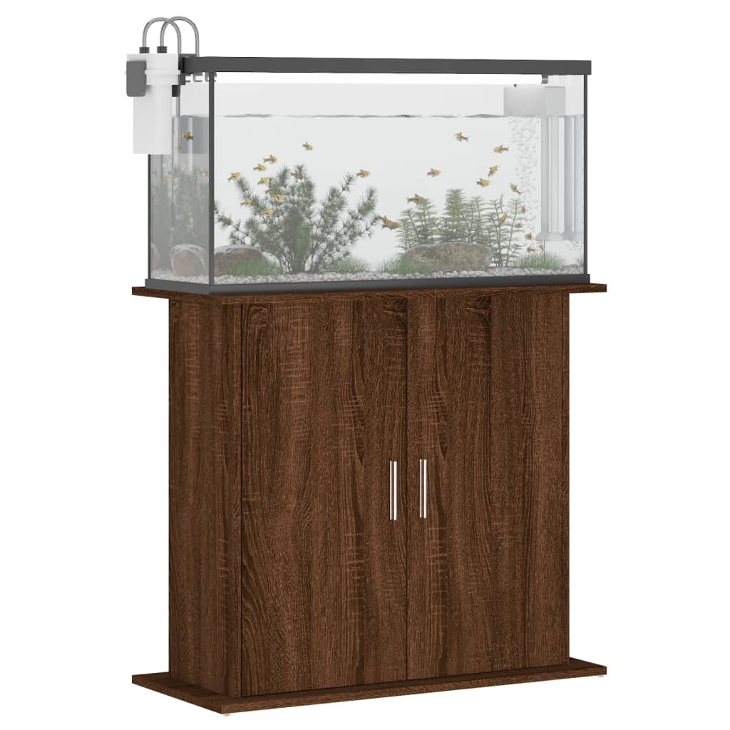vidaXL Support pour aquarium chêne marron 81x36x73cm bois d'ingénierie - Image 3