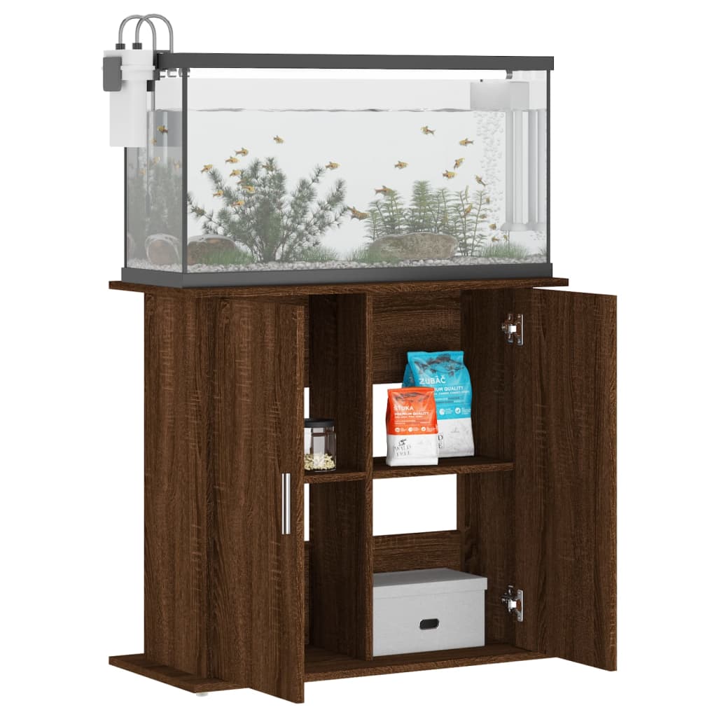 vidaXL Support pour aquarium chêne marron 81x36x73cm bois d'ingénierie - Image 4