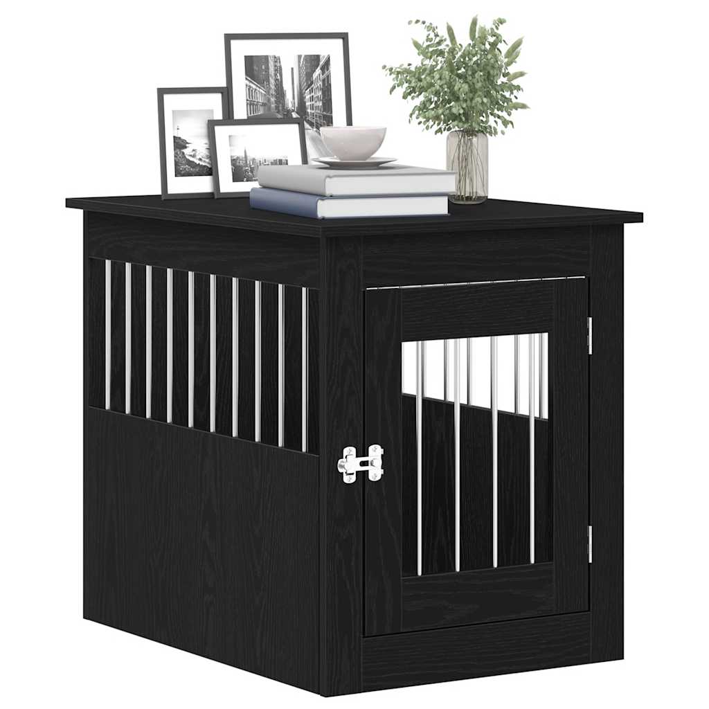 vidaXL Meuble pour cage à chien en chêne noir 55 x 75 x 65 cm en bois d'ingénierie - Image 4
