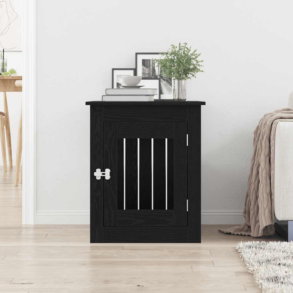 vidaXL Meuble pour cage à chien en chêne noir 55 x 75 x 65 cm en bois d'ingénierie - Image 3