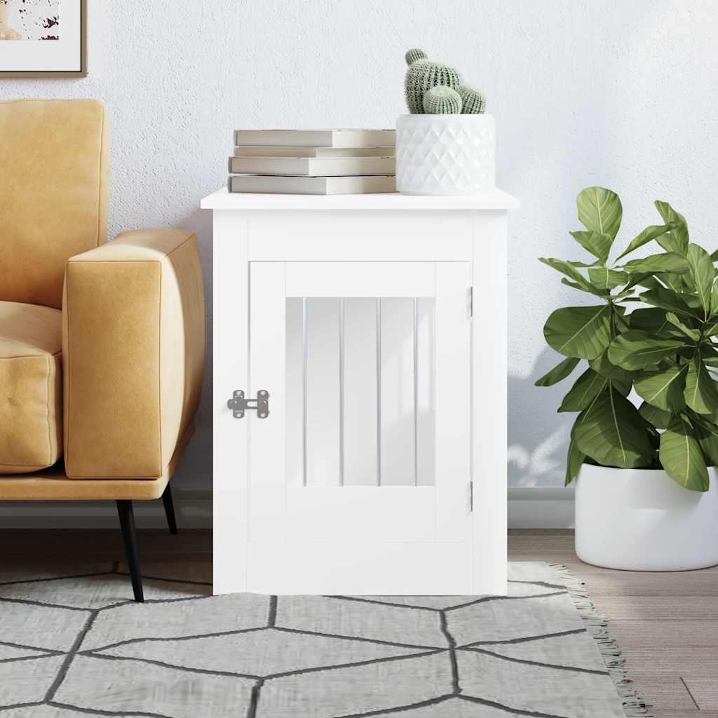 vidaXL Meuble de cage pour chiens blanc 55x80x68 cm bois d'ingénierie - Image 3