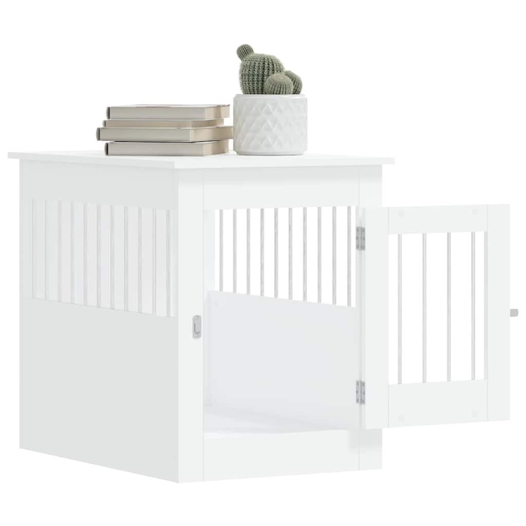 vidaXL Meuble de cage pour chiens blanc 55x80x68 cm bois d'ingénierie - Image 5