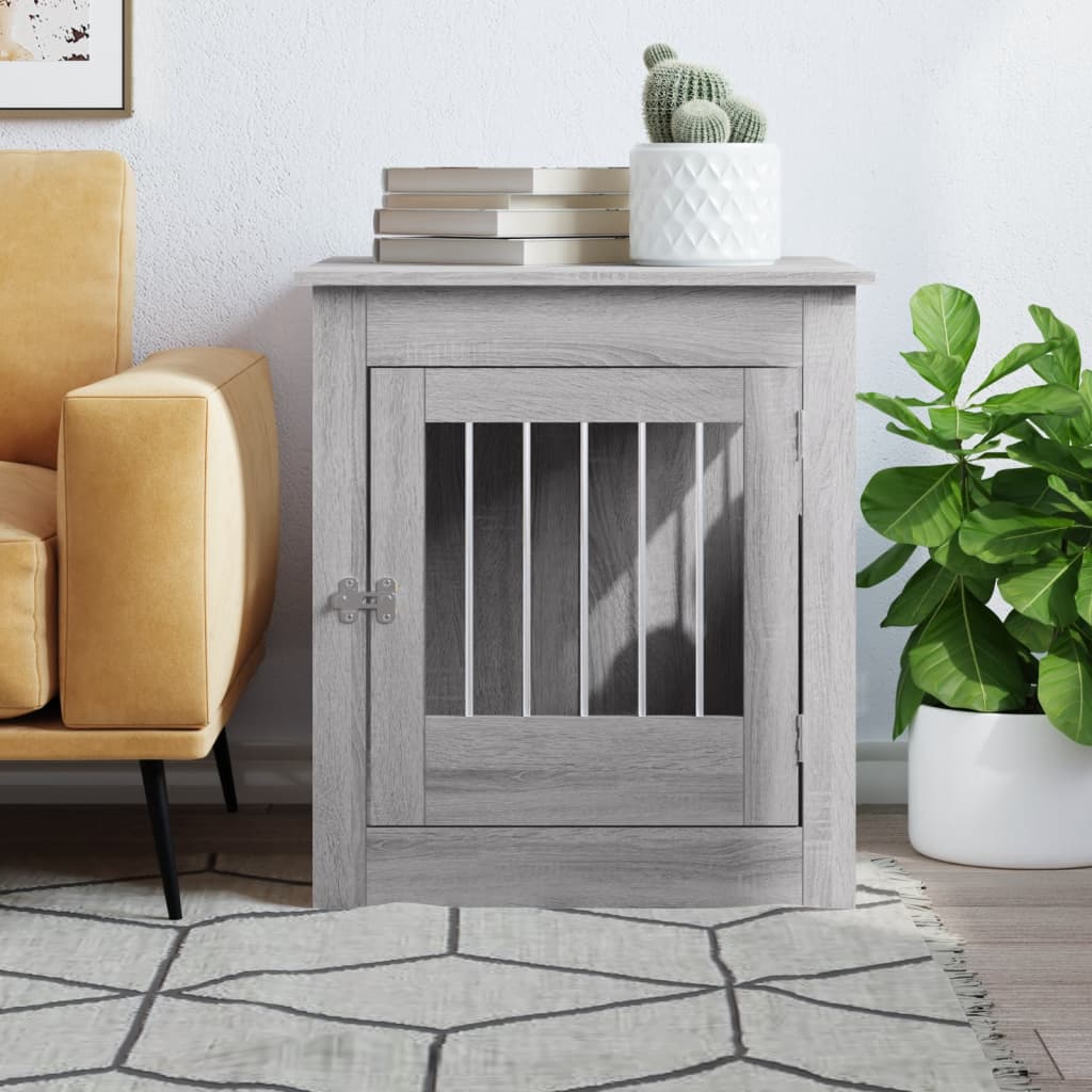 vidaXL Meuble de cage pour chiens sonoma gris 64,5x80x71 cm - Image 3