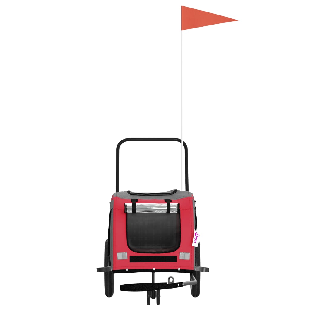 vidaXL Remorque de vélo pour animaux de compagnie rouge et noir - Image 4