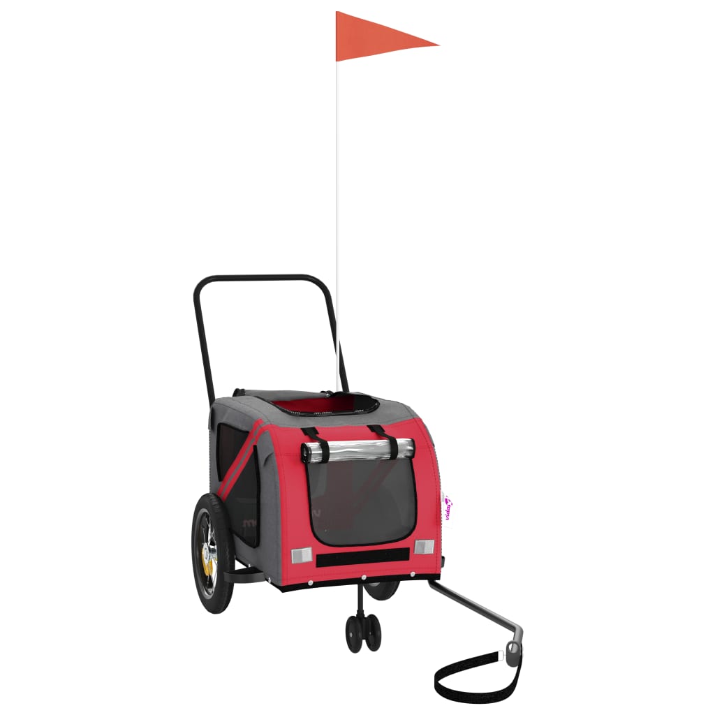 vidaXL Remorque de vélo pour animaux de compagnie rouge et noir - Image 3