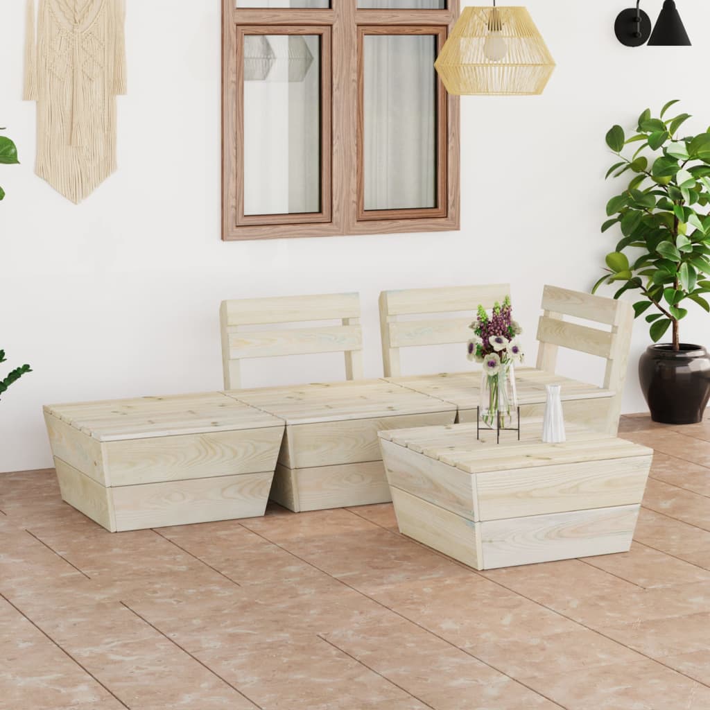 vidaXL Salon de jardin palette 4 pcs Bois d'épicéa imprégné