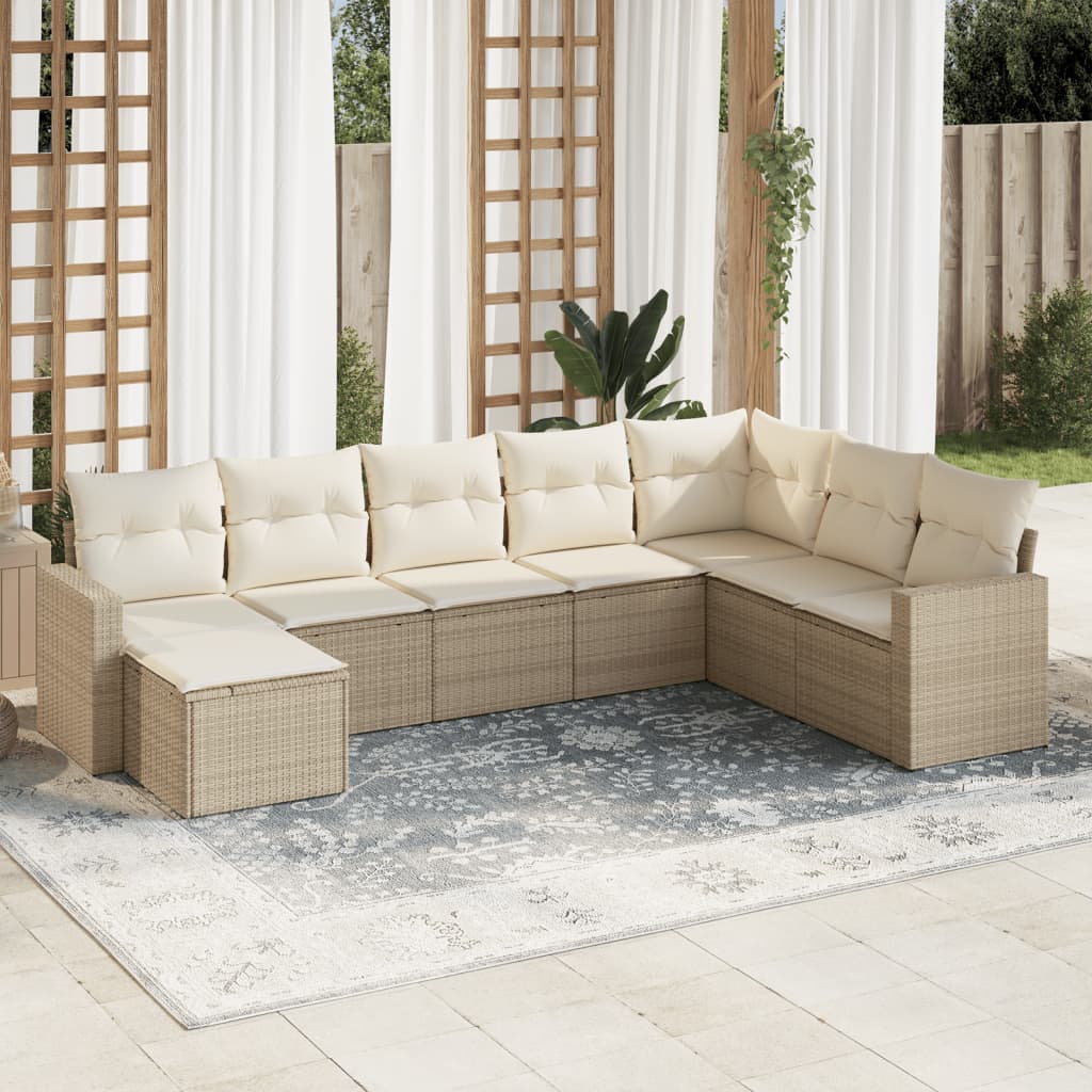vidaXL Salon de jardin avec coussins 8 pcs beige résine tressée