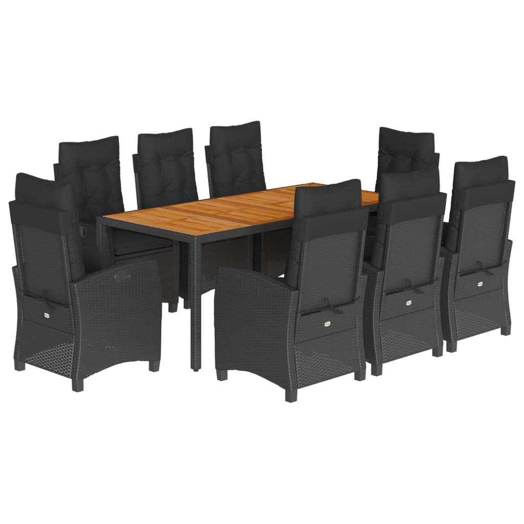 vidaXL Ensemble à manger de jardin 9pcs coussins noir résine tressée - Image 2