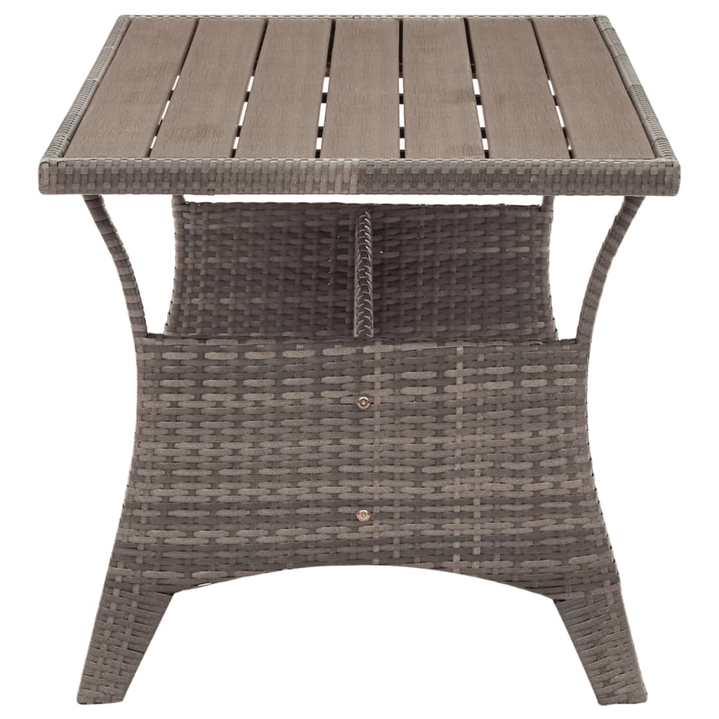 vidaXL Table de jardin Gris 120x70x66 cm Résine tressée - Image 4