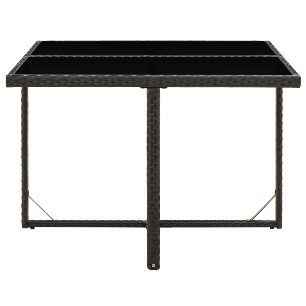 vidaXL Table de jardin Noir 109x107x74 cm Résine tressée et verre - Image 3