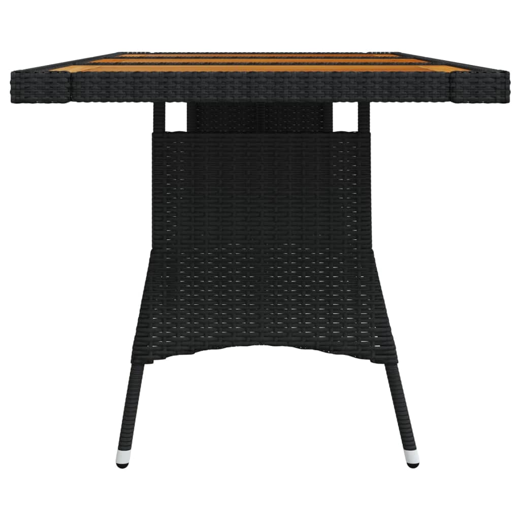 vidaXL Table de jardin Noir 160x70x72 cm Résine tressée et acacia - Image 3