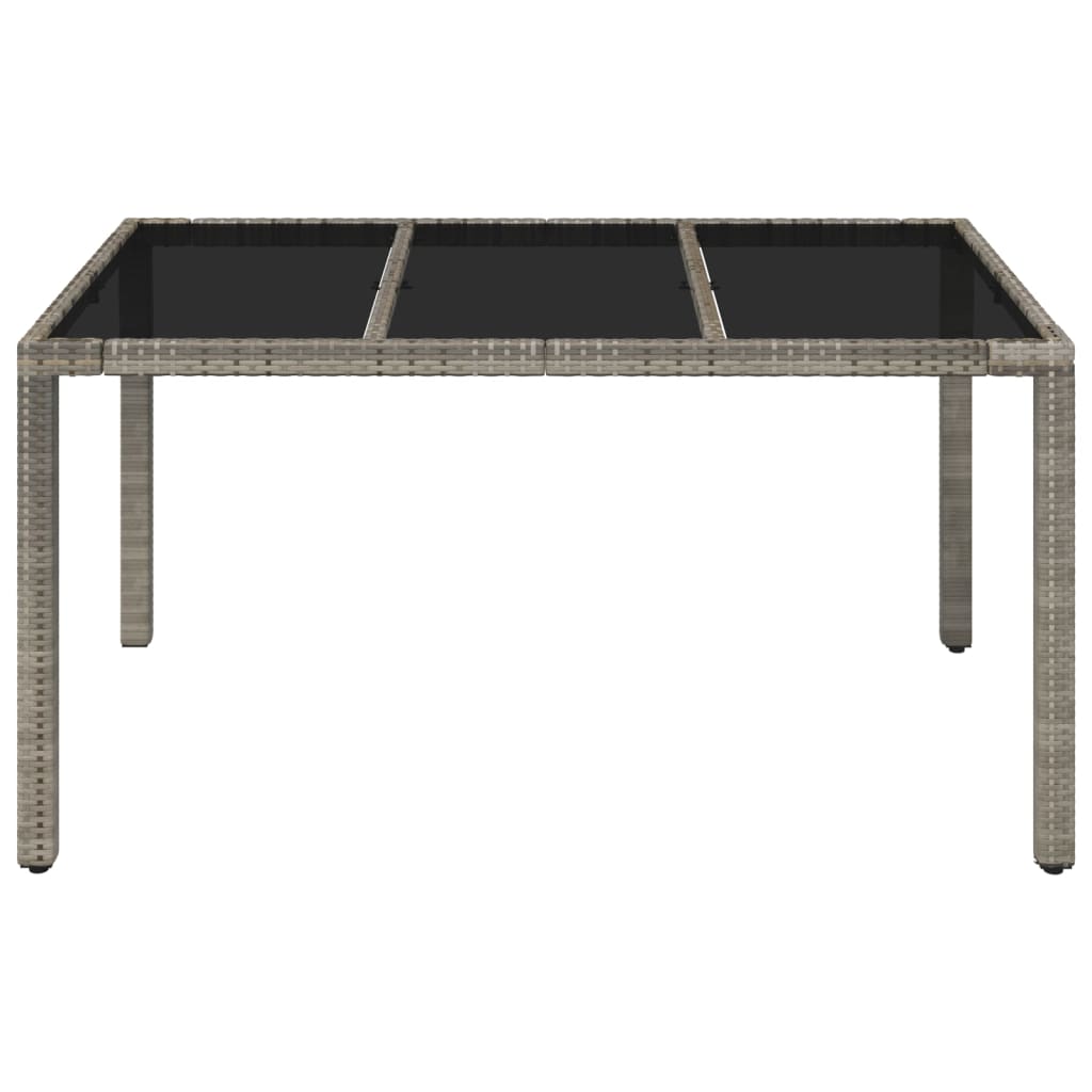 vidaXL Table de jardin dessus en verre Gris 150x90x75cm Résine tressée - Image 3