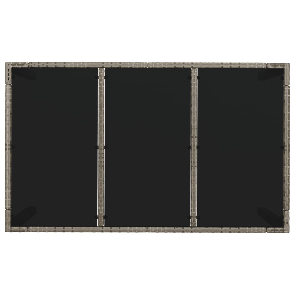 vidaXL Table de jardin dessus en verre Gris 150x90x75cm Résine tressée - Image 5