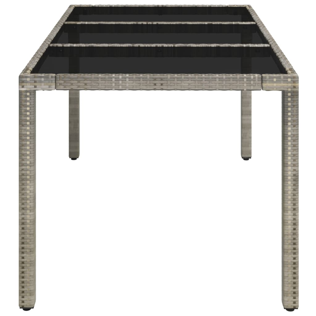 vidaXL Table de jardin dessus en verre Gris 150x90x75cm Résine tressée - Image 4