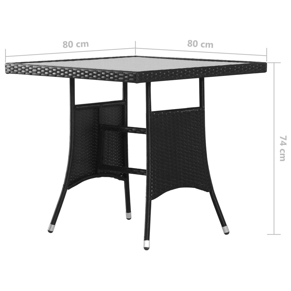 vidaXL Table de jardin Noir 80x80x74 cm Résine tressée - Image 6