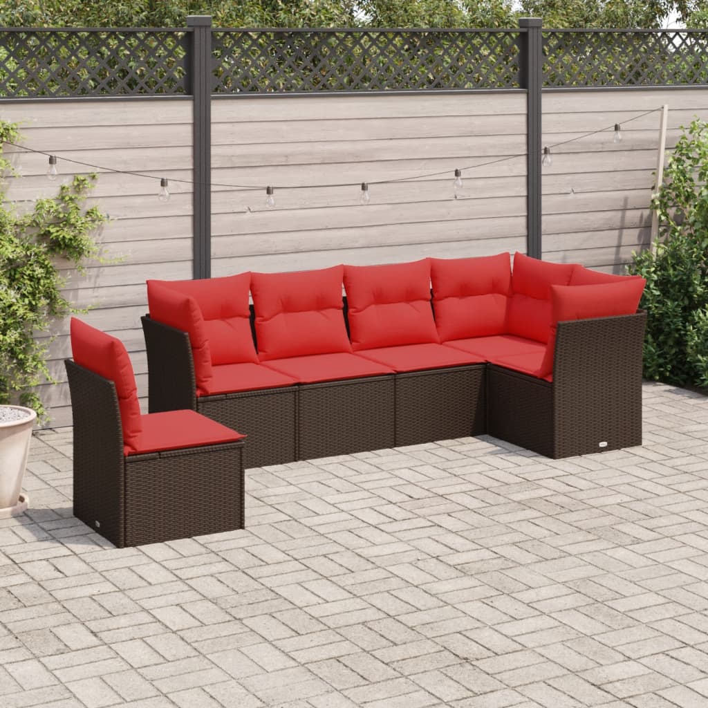 vidaXL Salon de jardin avec coussins 7 pcs marron résine tressée