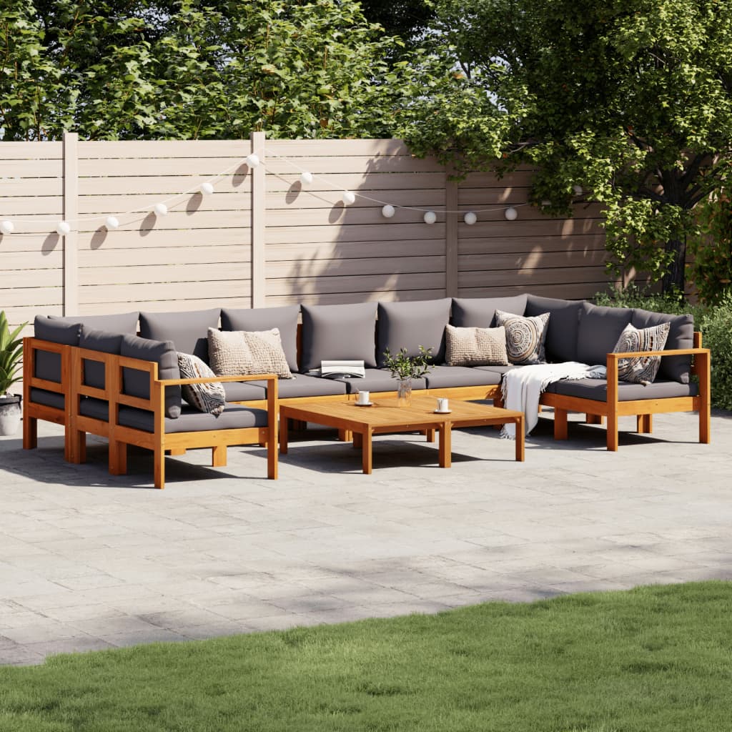vidaXL Salon de jardin avec coussins 8 pcs bois massif d'acacia