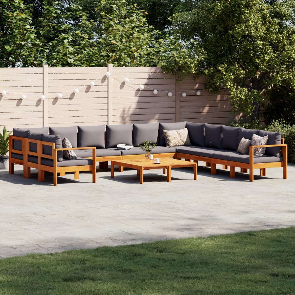 vidaXL Salon de jardin avec coussins 9 pcs bois massif d'acacia