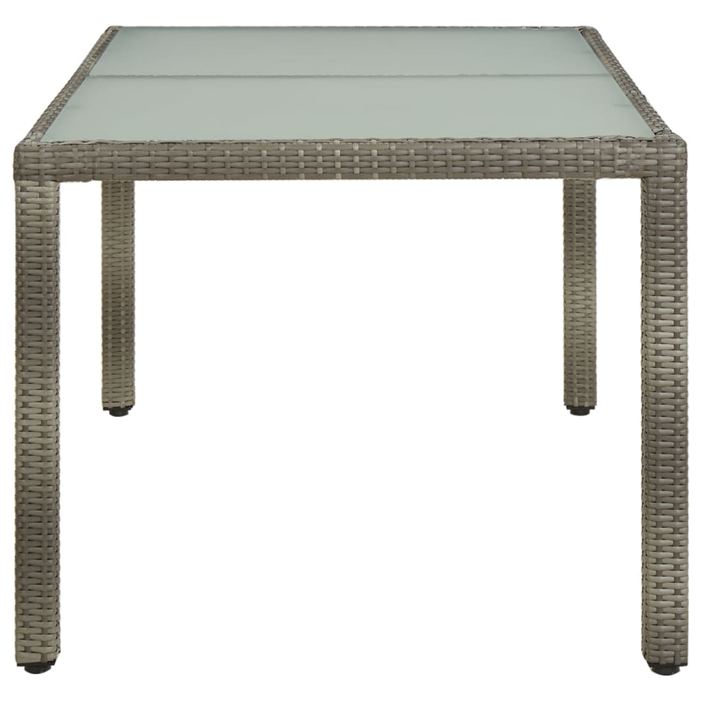 vidaXL Table de jardin 150x90x75 cm Verre trempé et poly rotin Gris - Image 3