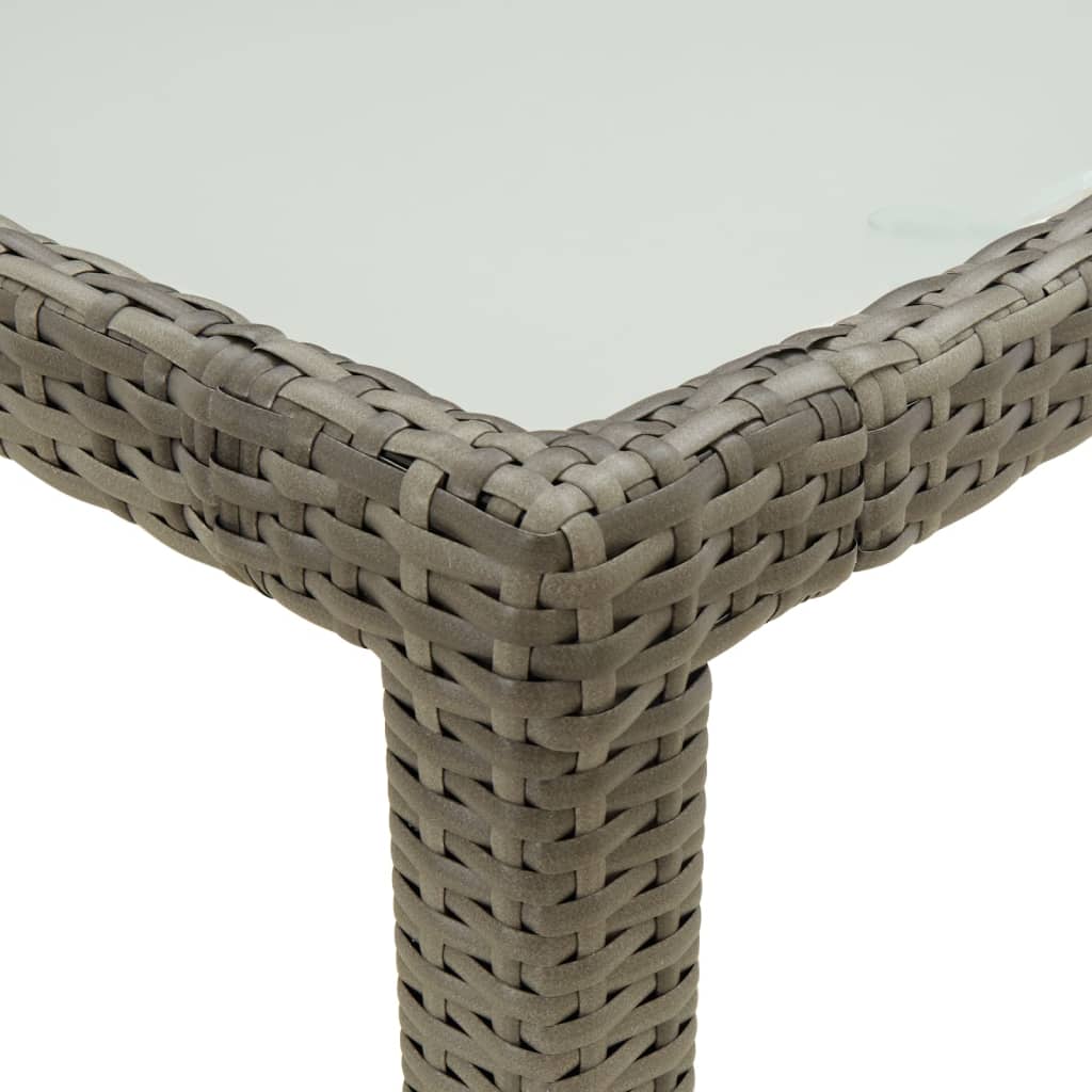 vidaXL Table de jardin 150x90x75 cm Verre trempé et poly rotin Gris - Image 4