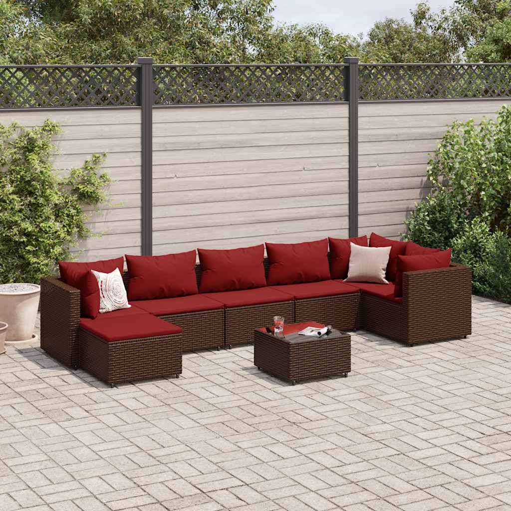 vidaXL Salon de jardin avec coussins 8 pcs marron résine tressée