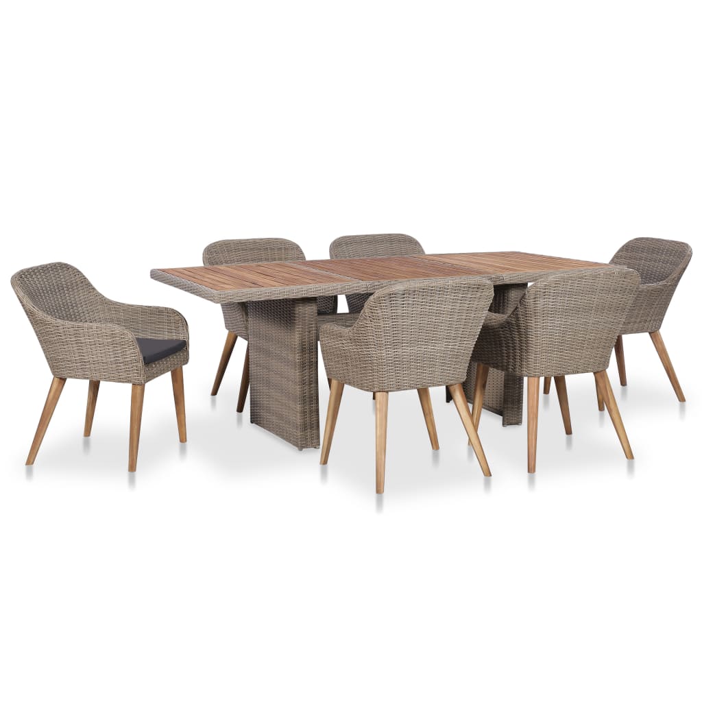 vidaXL Salon de jardin avec coussins 7 pcs Résine tressée