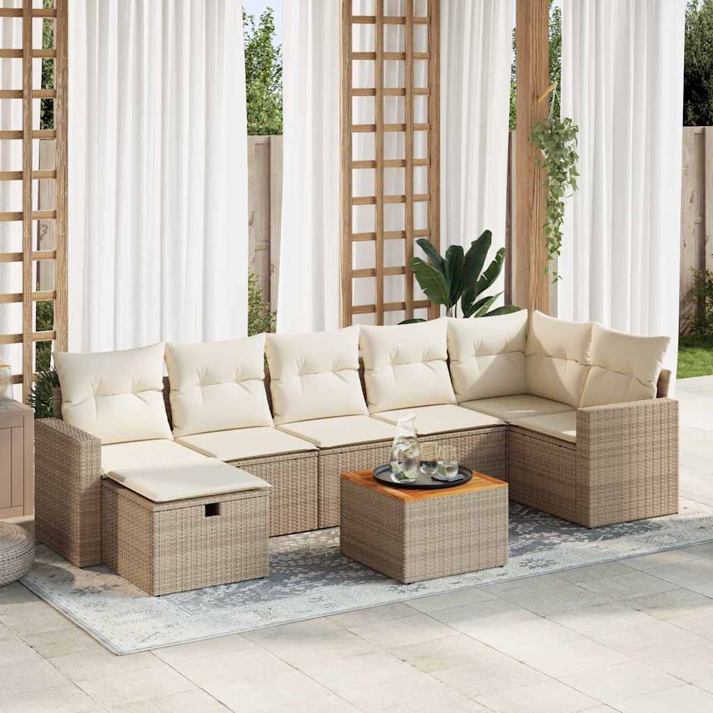 vidaXL Salon de jardin avec coussins 8 pcs beige résine tressée
