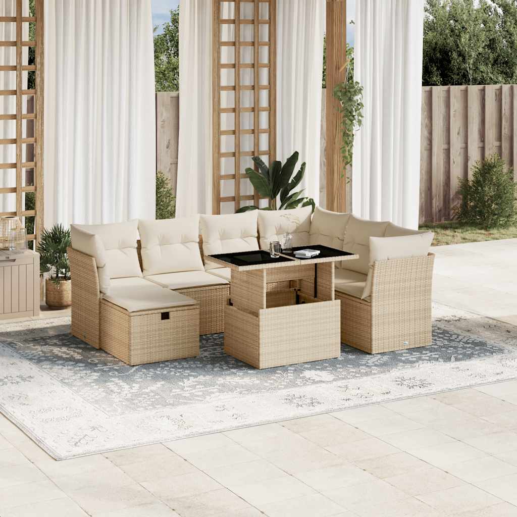vidaXL Salon de jardin avec coussins 8 pcs beige résine tressée