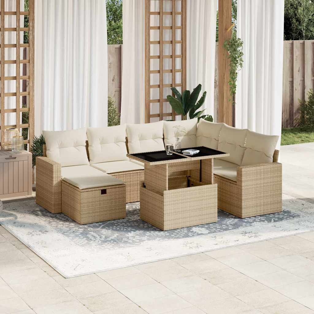 vidaXL Salon de jardin avec coussins 8 pcs beige résine tressée