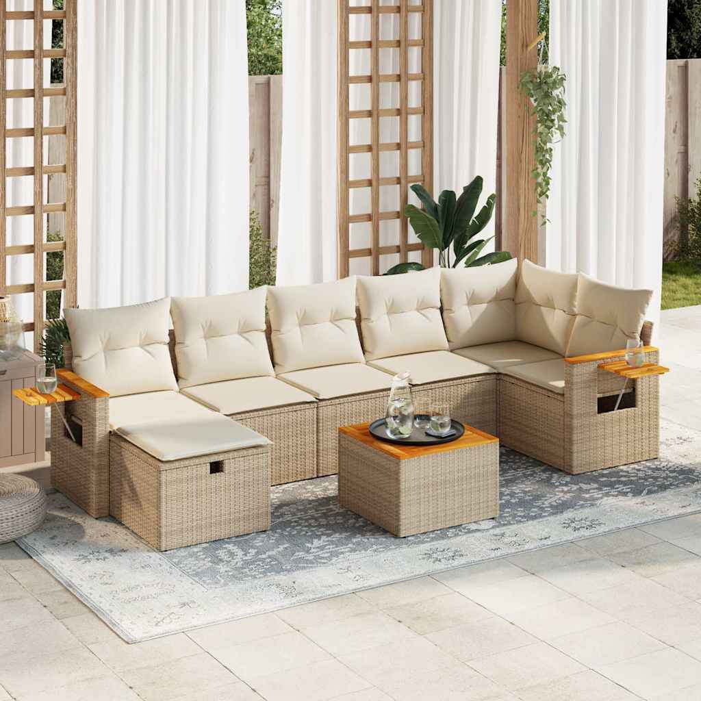 vidaXL Salon de jardin avec coussins 8 pcs beige résine tressée