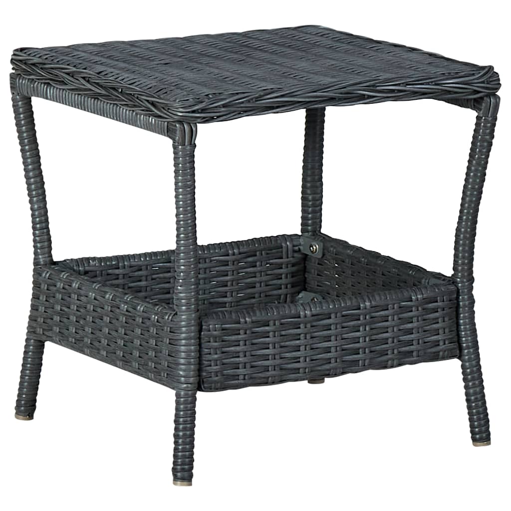 vidaXL Table de jardin Gris foncé 45x45x46,5 cm Résine tressée
