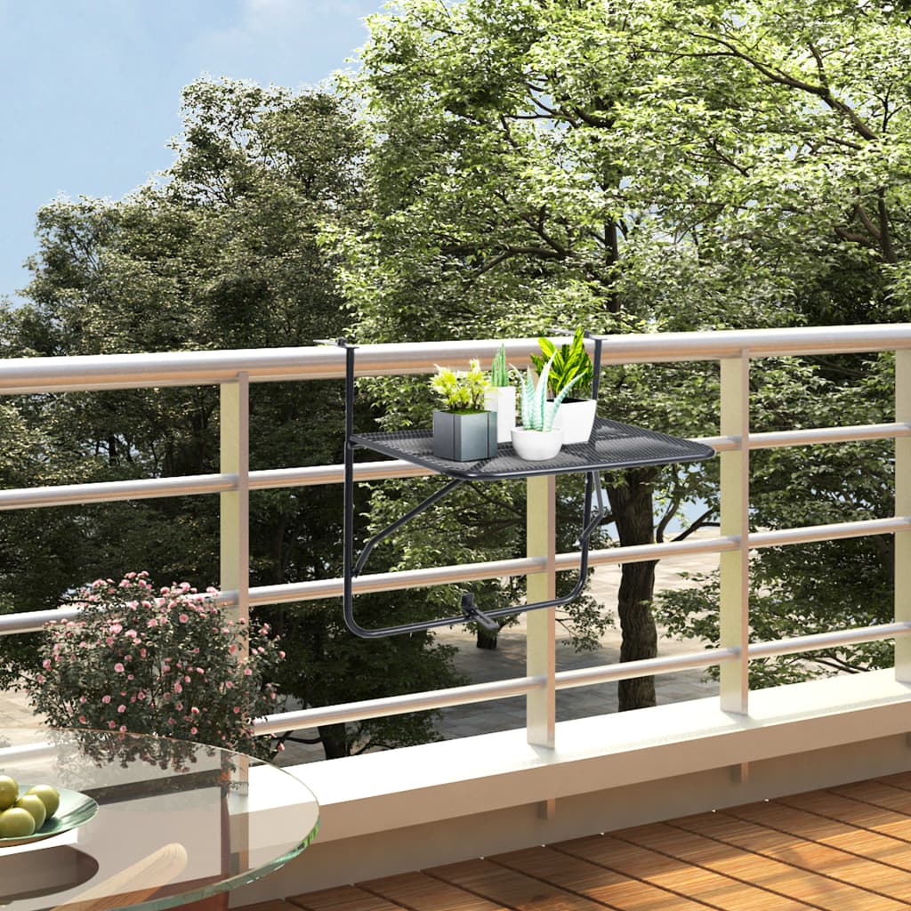 vidaXL Table de balcon Noir 60x40 cm Acier