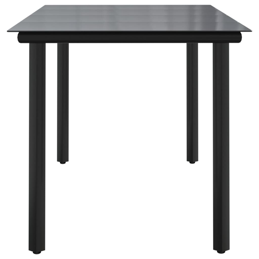 vidaXL Table à dîner de jardin Noir 160x80x74 cm Acier et verre trempé - Image 4