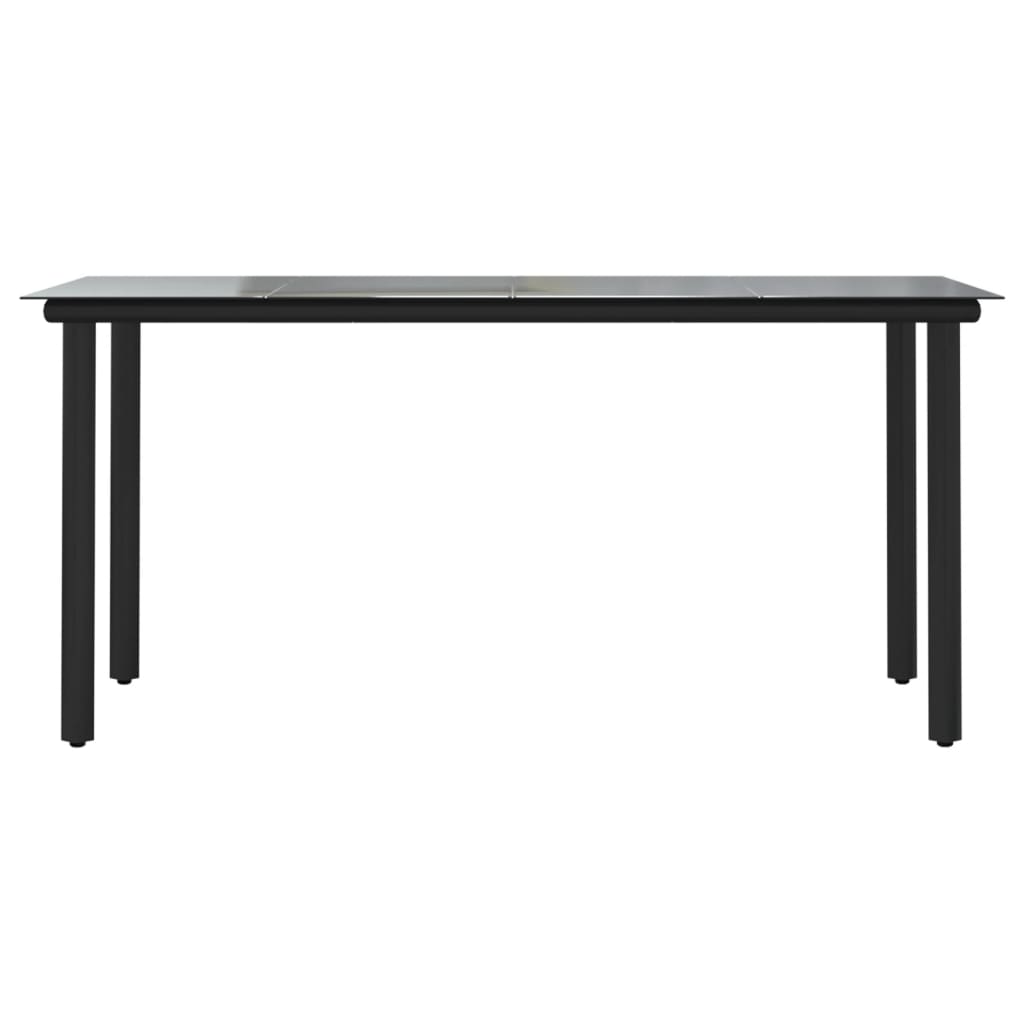 vidaXL Table à dîner de jardin Noir 160x80x74 cm Acier et verre trempé - Image 3
