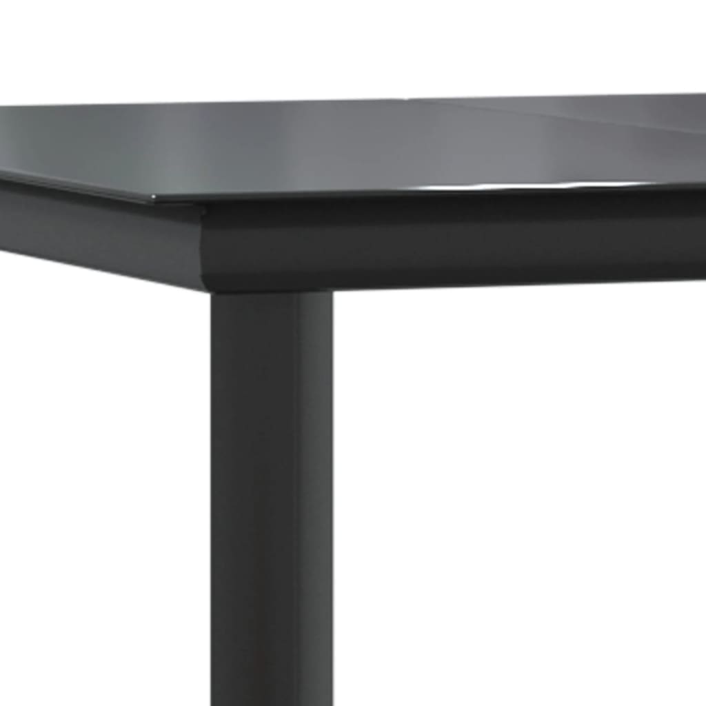 vidaXL Table à dîner de jardin Noir 160x80x74 cm Acier et verre trempé - Image 6