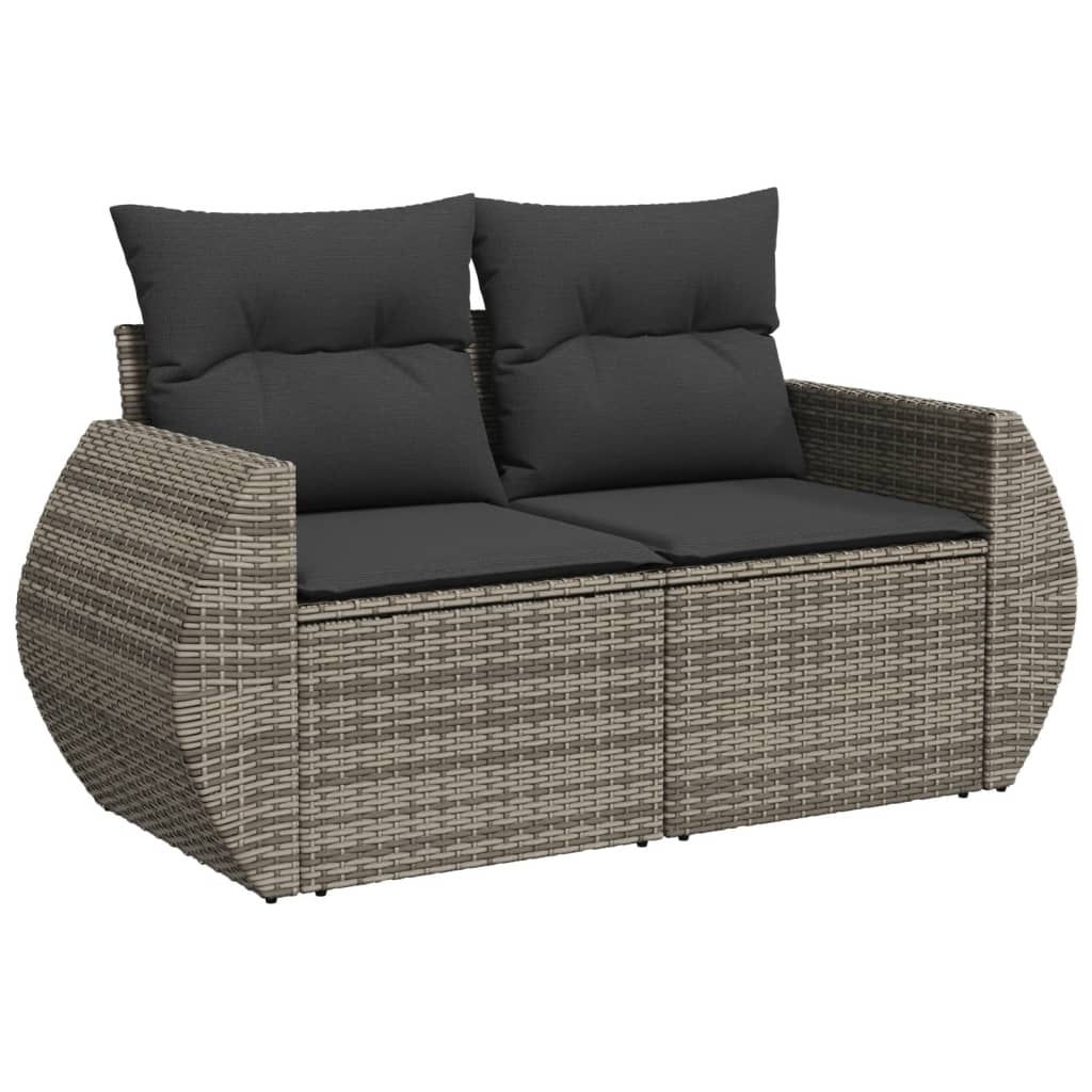 vidaXL Salon de jardin avec coussins 7 pcs gris résine tressée - Image 3