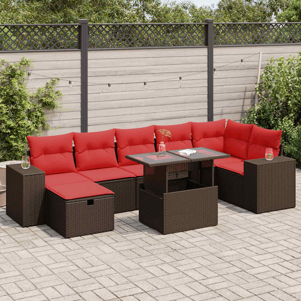 vidaXL Salon de jardin avec coussins 8 pcs noir résine tressée acacia