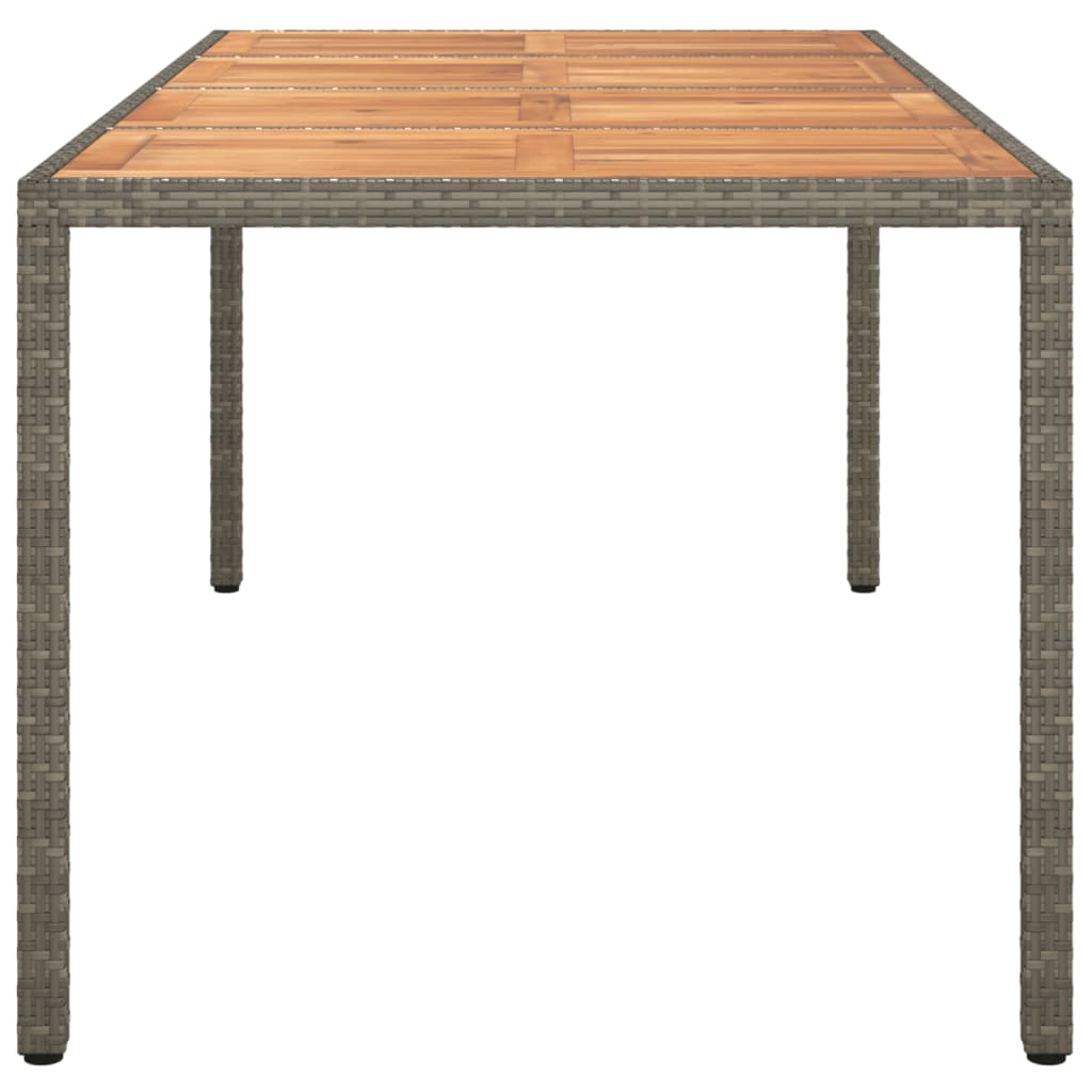 vidaXL Table de jardin 190x90x75 cm Résine tressée/bois d'acacia Gris - Image 4