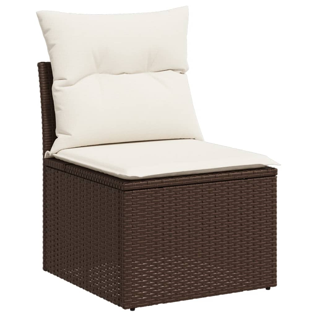 vidaXL Salon de jardin avec coussins 7 pcs marron résine tressée - Image 3