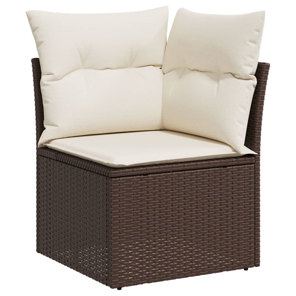 vidaXL Salon de jardin avec coussins 7 pcs marron résine tressée - Image 4