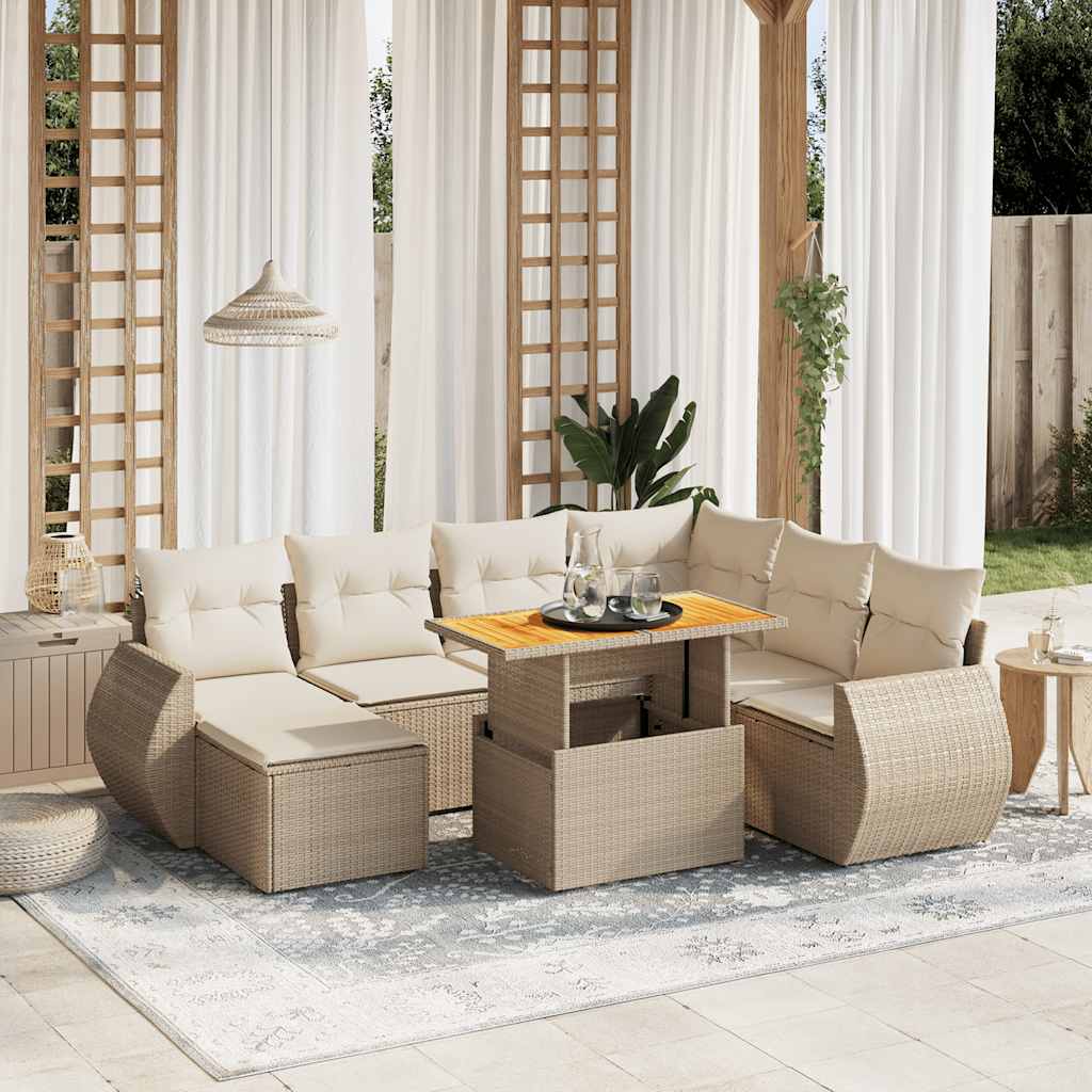 vidaXL Salon de jardin avec coussins 8 pcs beige résine tressée